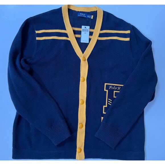 Polo Ralph Lauren Mens Varsity Letterman Patch Cardigan Sweater Size 2XL NWT - Picture 7 of 12